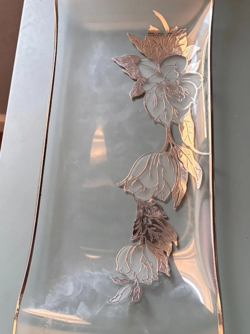 Rockwell Silver Co. Sterling Overlay Roses Dish